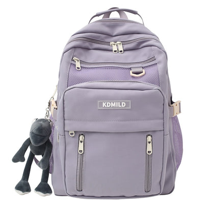Nylon Backpack for Students School Bag High Capacity Waterproof Zippers Backpack