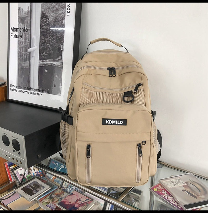 Nylon Backpack for Students School Bag High Capacity Waterproof Zippers Backpack