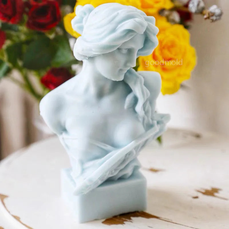 Renaissance Apollo Sculpture Candle Mold Big Size Headless Venus Goddess Silicone Mold Home Decor Luxury Candle Wax Mould