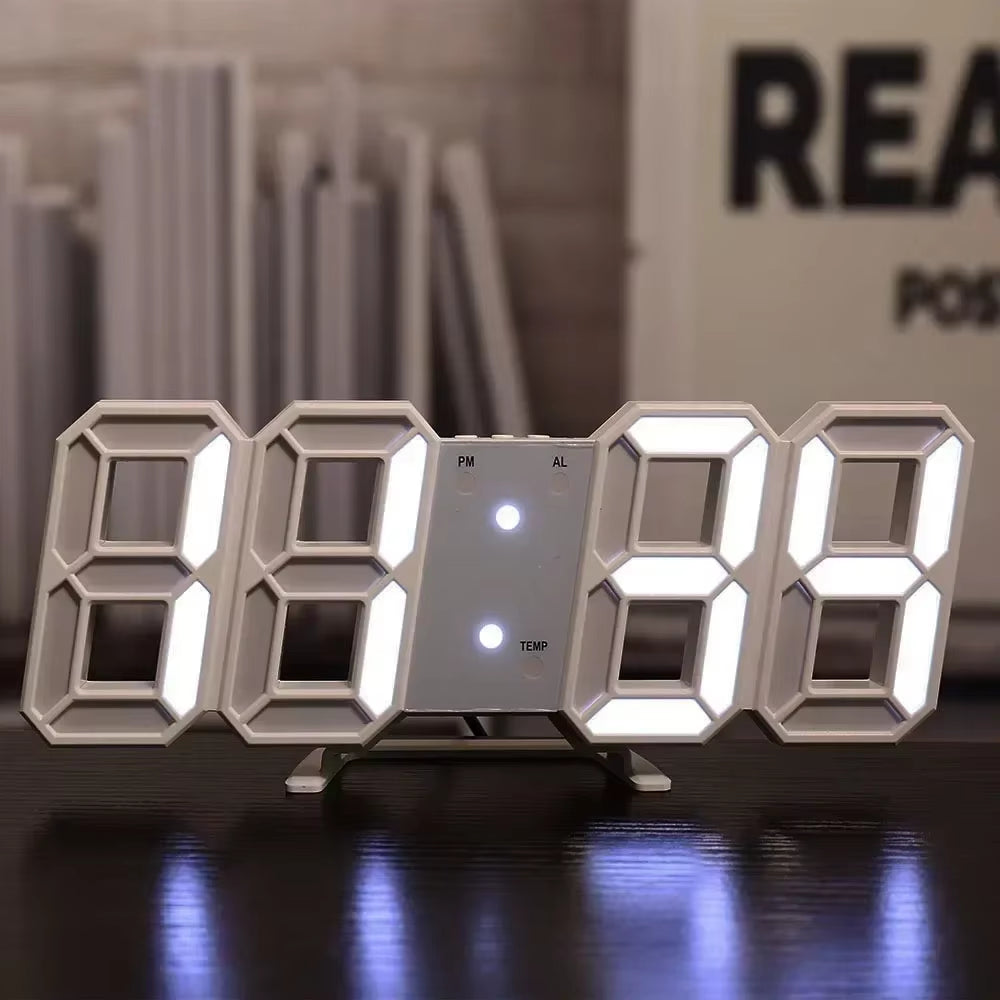 3D LED Digital Clock Wall Decoration Glow Night Mode Decoration for Home Adjustable Electronic Watch Clock Decor Clocks Garden