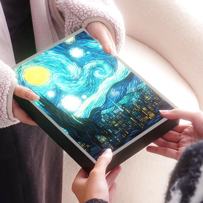Van Gogh Starry Night Night Light - Artistic LED Room Decor Lamp, Lampara De Noche for Bedroom/Living Room