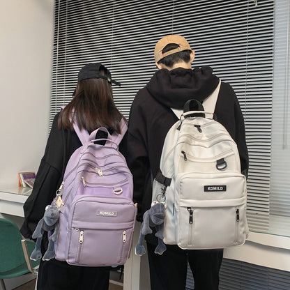 Nylon Backpack for Students School Bag High Capacity Waterproof Zippers Backpack