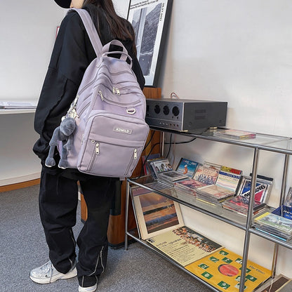 Nylon Backpack for Students School Bag High Capacity Waterproof Zippers Backpack