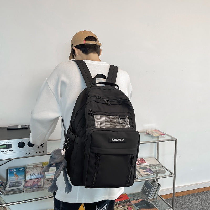 Nylon Backpack for Students School Bag High Capacity Waterproof Zippers Backpack