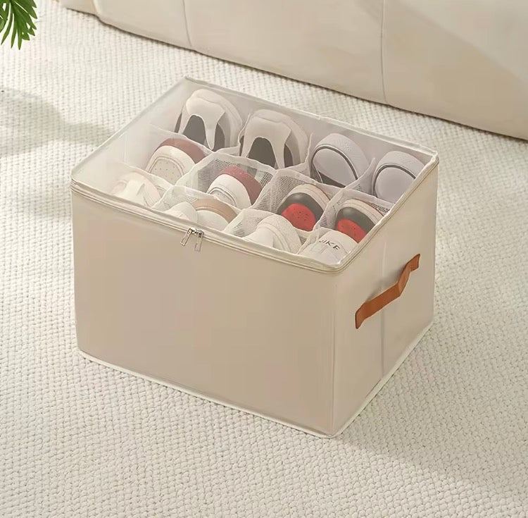 Caja Organizadora de Zapatos Plegable de Tela Oxford con Tapa Transparente