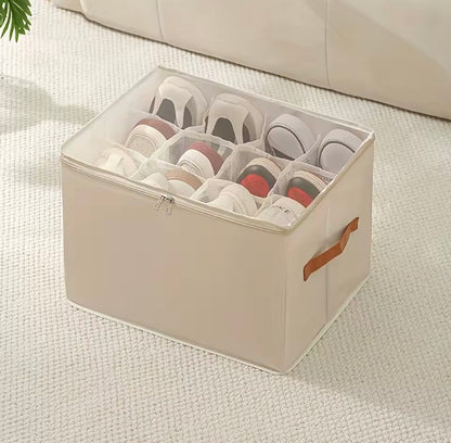 Caja Organizadora de Zapatos Plegable de Tela Oxford con Tapa Transparente