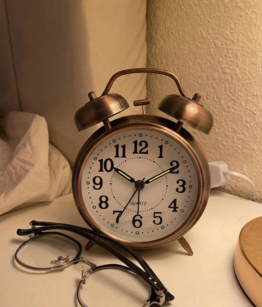 Retro Twin Bell Loud Alarm Clock with Night Light