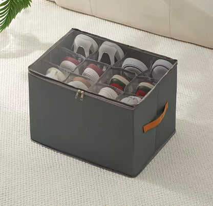 Caja Organizadora de Zapatos Plegable de Tela Oxford con Tapa Transparente