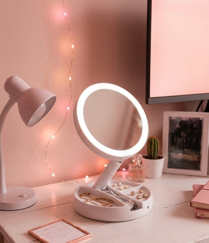 Espejo de maquillaje iluminado con LED de luz brillante