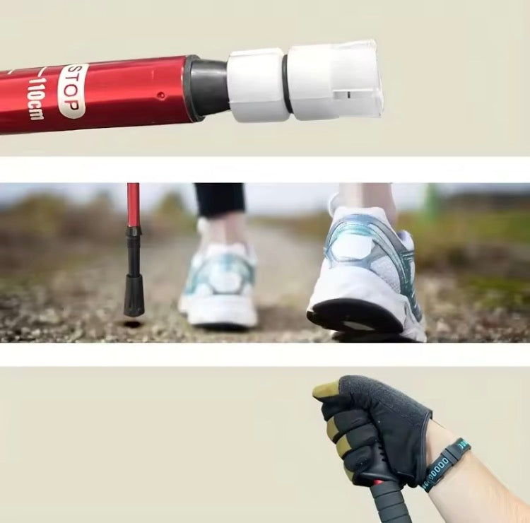 Bastón de Trekking Telescópico y Ligero de Aluminio | Altura Ajustable y Antideslizante para Senderismo y Montaña