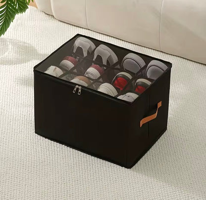 Caja Organizadora de Zapatos Plegable de Tela Oxford con Tapa Transparente
