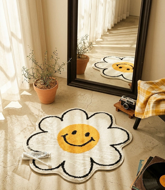Alfombra de flor retro | Tapete Suave para Habitación y Sala de Juegos