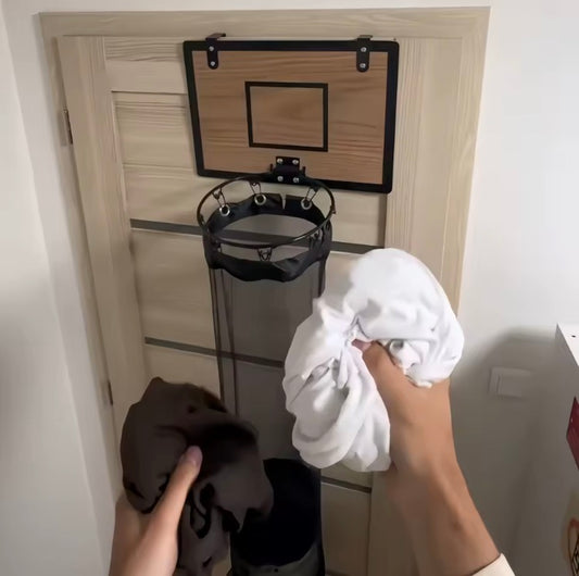 Cesto de Ropa Sucia Colgante con Diseño de Canasta de Básquetbol para Puerta