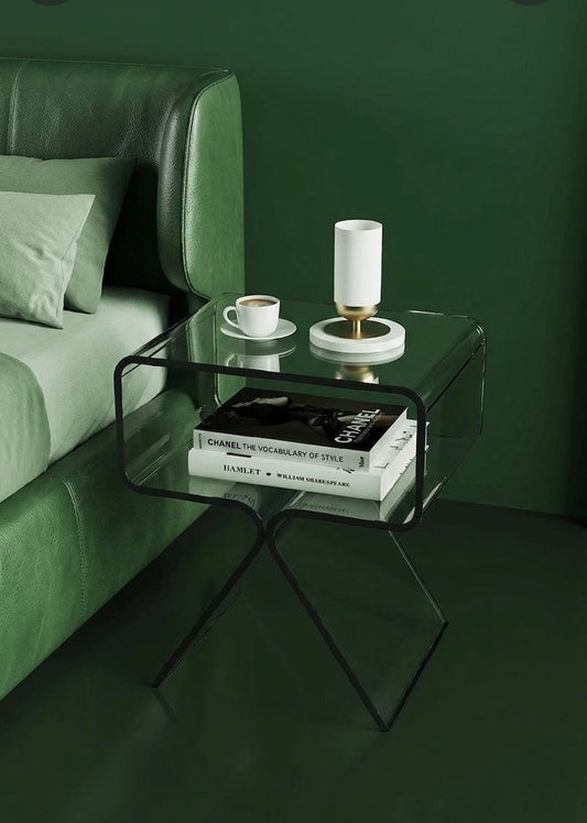 Mesa Auxiliar de Acrílico Transparente – Diseño Minimalista para Sala o Dormitorio