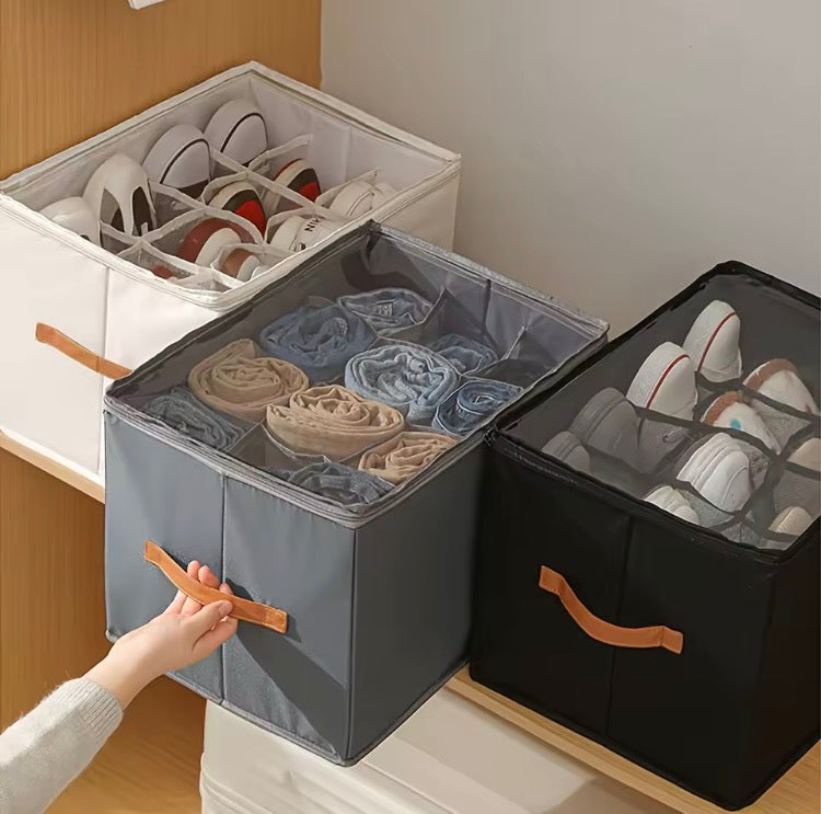 Caja Organizadora de Zapatos Plegable de Tela Oxford con Tapa Transparente