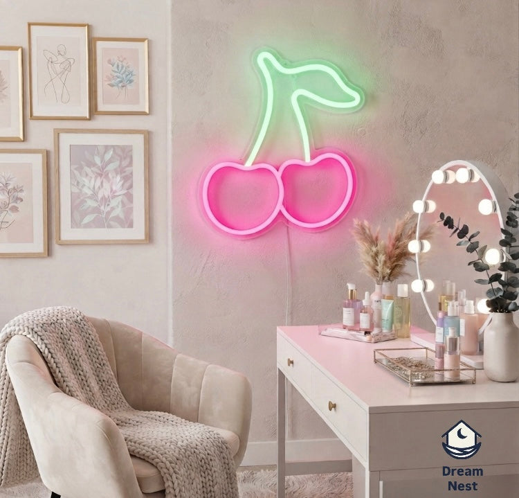 Lámpara de Neón LED "Cerezas" – Iluminación Aesthetic para Pared
