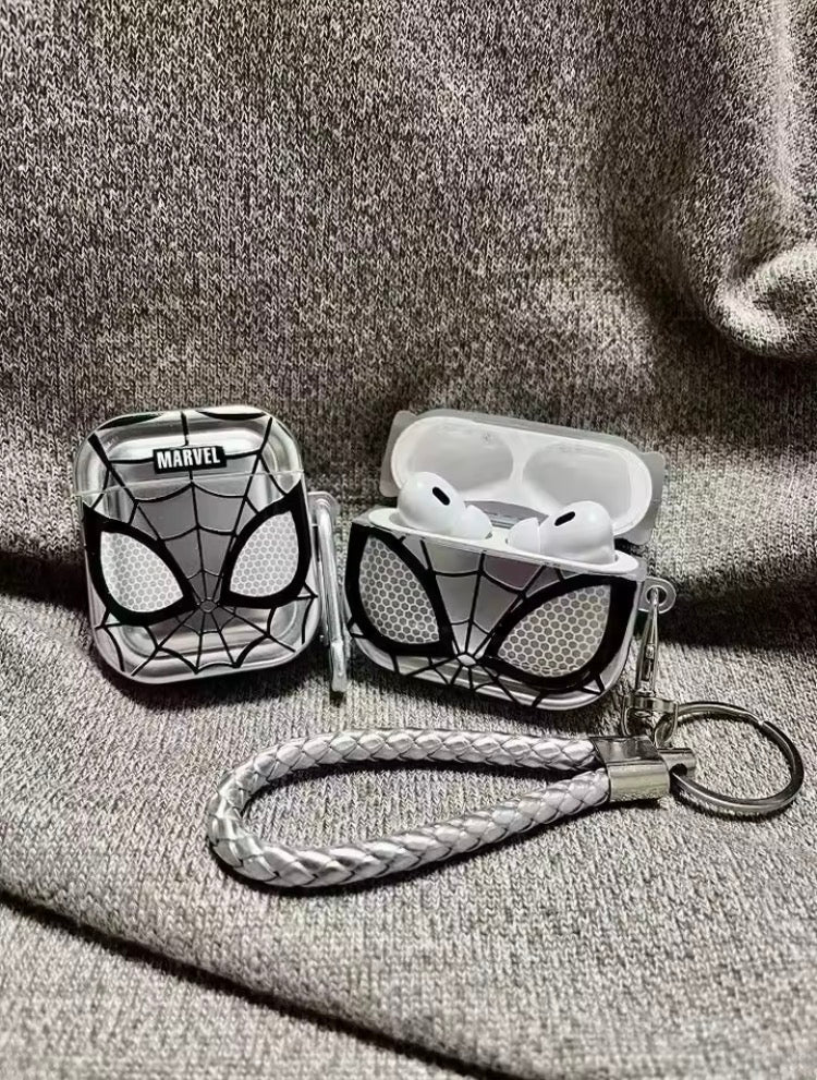 Funda de Protección Spider-Man Plateada con Llavero para AirPods
