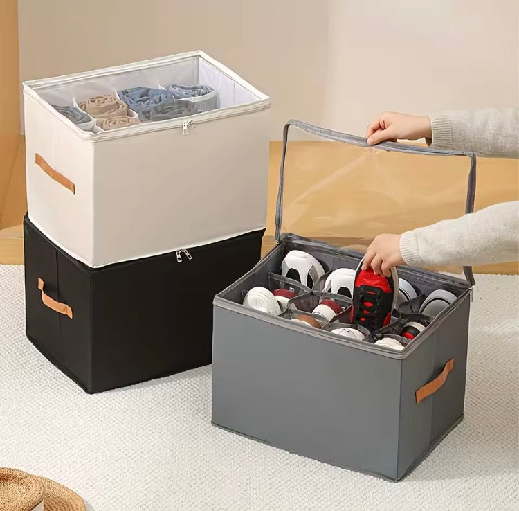Caja Organizadora de Zapatos Plegable de Tela Oxford con Tapa Transparente