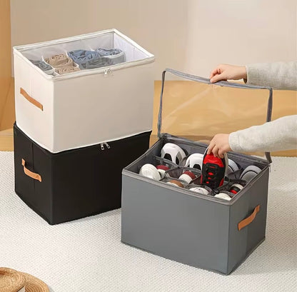 Caja Organizadora de Zapatos Plegable de Tela Oxford con Tapa Transparente