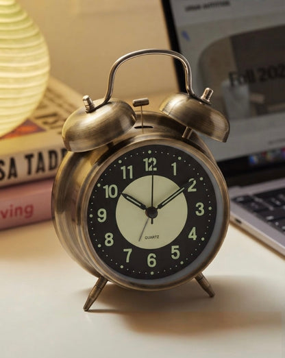Retro Twin Bell Loud Alarm Clock with Night Light