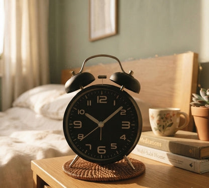 Retro Twin Bell Loud Alarm Clock with Night Light