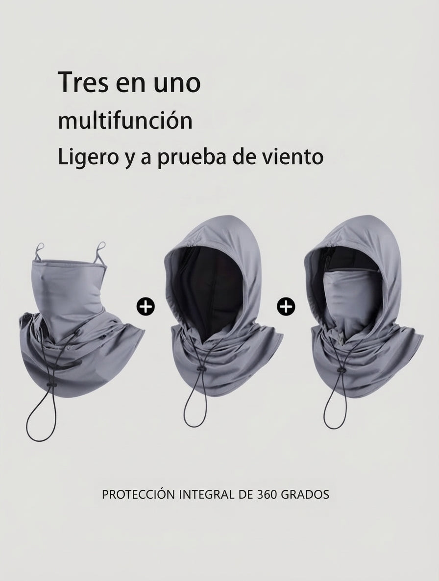 Pasamontañas 3 en 1 con Protección Solar UV | Gorro y Protector Facial de Seda de Hielo para Ciclismo y Aire Libre