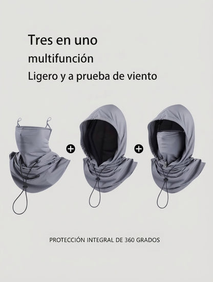 Pasamontañas 3 en 1 con Protección Solar UV | Gorro y Protector Facial de Seda de Hielo para Ciclismo y Aire Libre