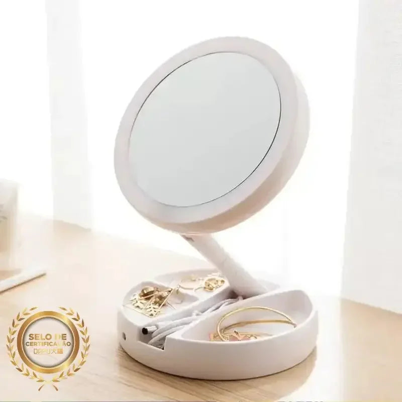 10X LED Illuminated Makeup Mirror with Bright Light Espelho Luz Led Iluminador