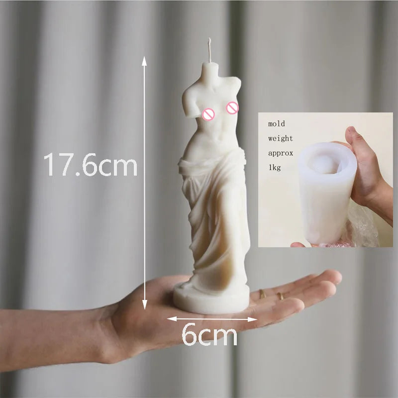 Renaissance Apollo Sculpture Candle Mold Big Size Headless Venus Goddess Silicone Mold Home Decor Luxury Candle Wax Mould