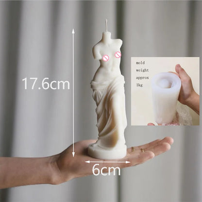 Renaissance Apollo Sculpture Candle Mold Big Size Headless Venus Goddess Silicone Mold Home Decor Luxury Candle Wax Mould