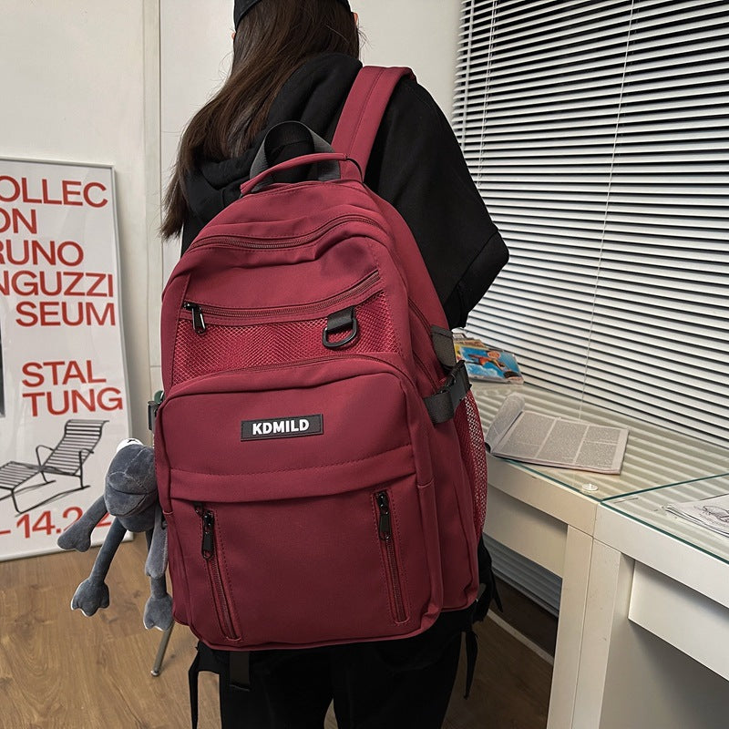 Nylon Backpack for Students School Bag High Capacity Waterproof Zippers Backpack