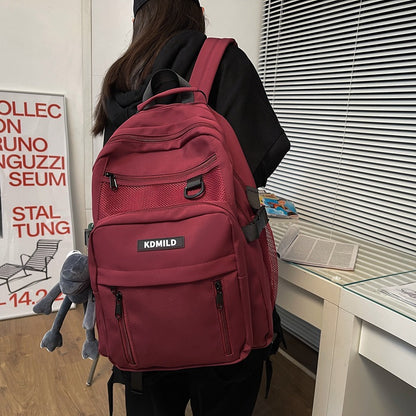 Nylon Backpack for Students School Bag High Capacity Waterproof Zippers Backpack
