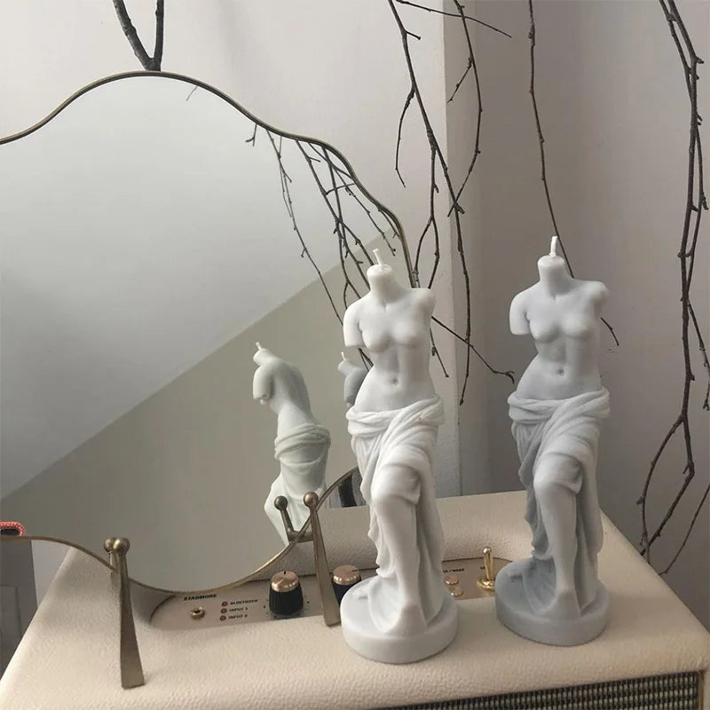 Renaissance Apollo Sculpture Candle Mold Big Size Headless Venus Goddess Silicone Mold Home Decor Luxury Candle Wax Mould