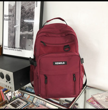 Nylon Backpack for Students School Bag High Capacity Waterproof Zippers Backpack