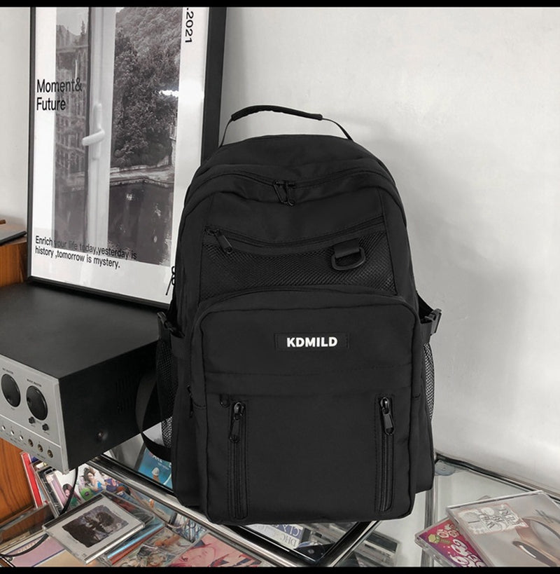 Nylon Backpack for Students School Bag High Capacity Waterproof Zippers Backpack